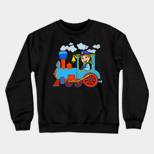 Boy Steam Engine Locomotive Crewneck Sweatshirt by samshirts